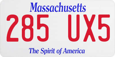 MA license plate 285UX5
