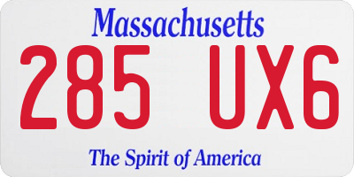 MA license plate 285UX6
