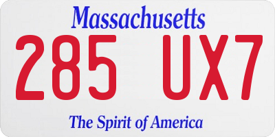 MA license plate 285UX7