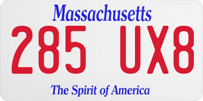 MA license plate 285UX8