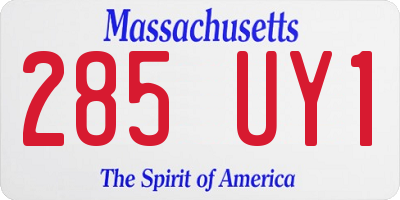 MA license plate 285UY1