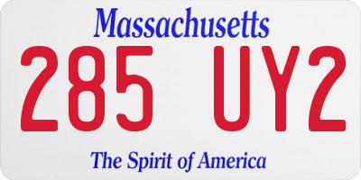 MA license plate 285UY2