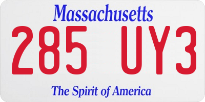 MA license plate 285UY3