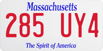 MA license plate 285UY4