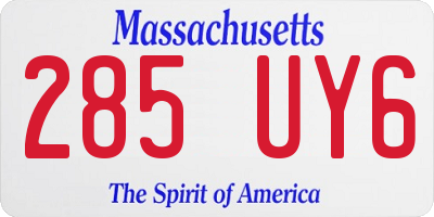 MA license plate 285UY6