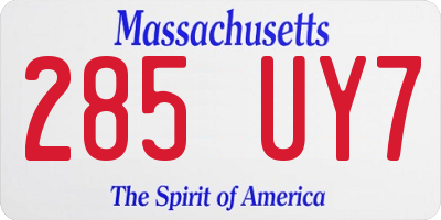 MA license plate 285UY7