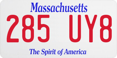 MA license plate 285UY8