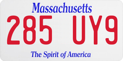 MA license plate 285UY9
