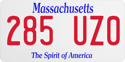 MA license plate 285UZ0
