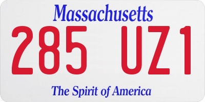 MA license plate 285UZ1