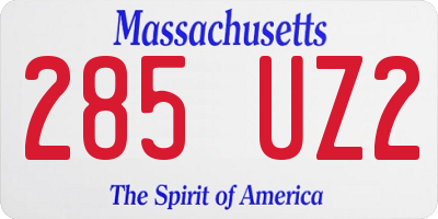 MA license plate 285UZ2