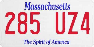 MA license plate 285UZ4