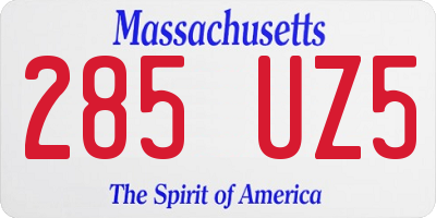 MA license plate 285UZ5
