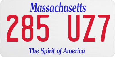 MA license plate 285UZ7