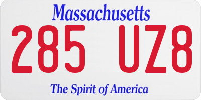 MA license plate 285UZ8