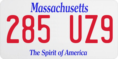 MA license plate 285UZ9