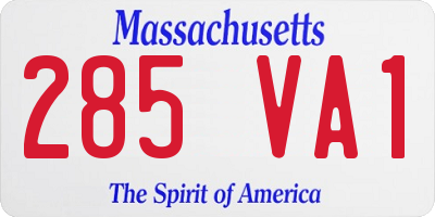 MA license plate 285VA1