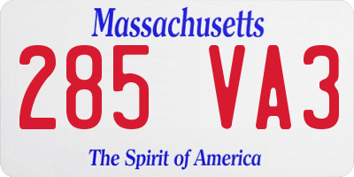 MA license plate 285VA3