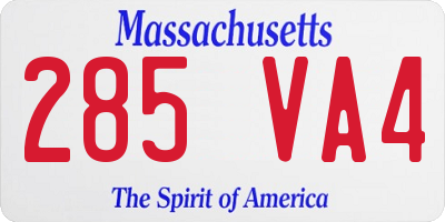 MA license plate 285VA4
