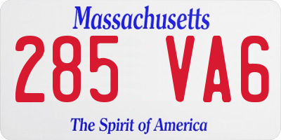 MA license plate 285VA6