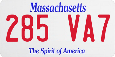 MA license plate 285VA7