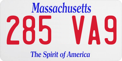 MA license plate 285VA9