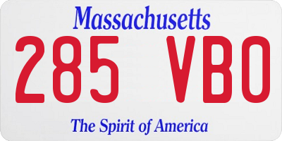MA license plate 285VB0