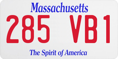 MA license plate 285VB1