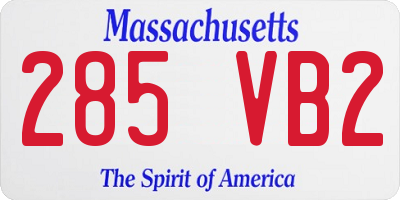 MA license plate 285VB2