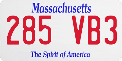 MA license plate 285VB3