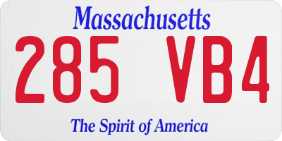 MA license plate 285VB4