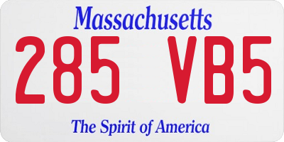 MA license plate 285VB5