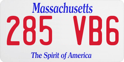 MA license plate 285VB6