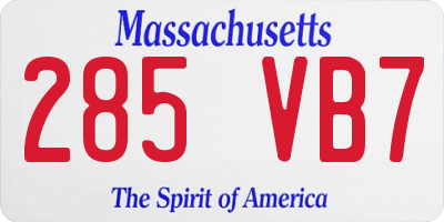 MA license plate 285VB7