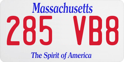 MA license plate 285VB8