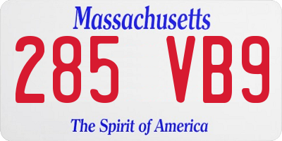 MA license plate 285VB9