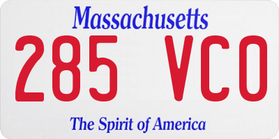 MA license plate 285VC0