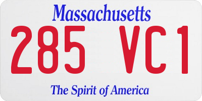 MA license plate 285VC1