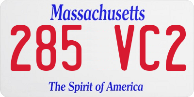 MA license plate 285VC2