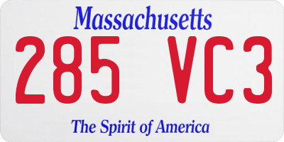 MA license plate 285VC3