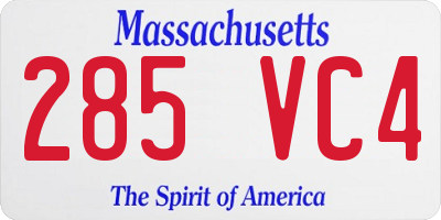 MA license plate 285VC4