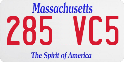 MA license plate 285VC5