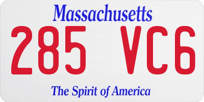 MA license plate 285VC6