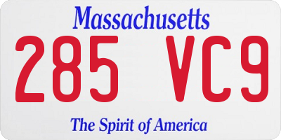 MA license plate 285VC9