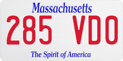 MA license plate 285VD0