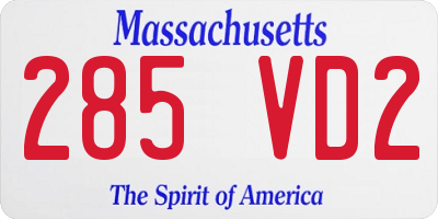 MA license plate 285VD2