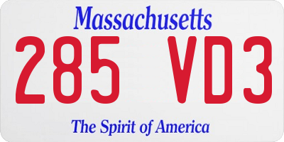 MA license plate 285VD3