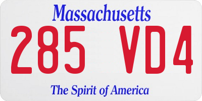 MA license plate 285VD4