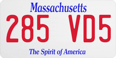 MA license plate 285VD5
