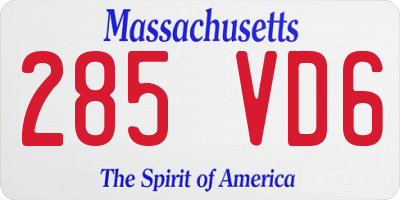 MA license plate 285VD6